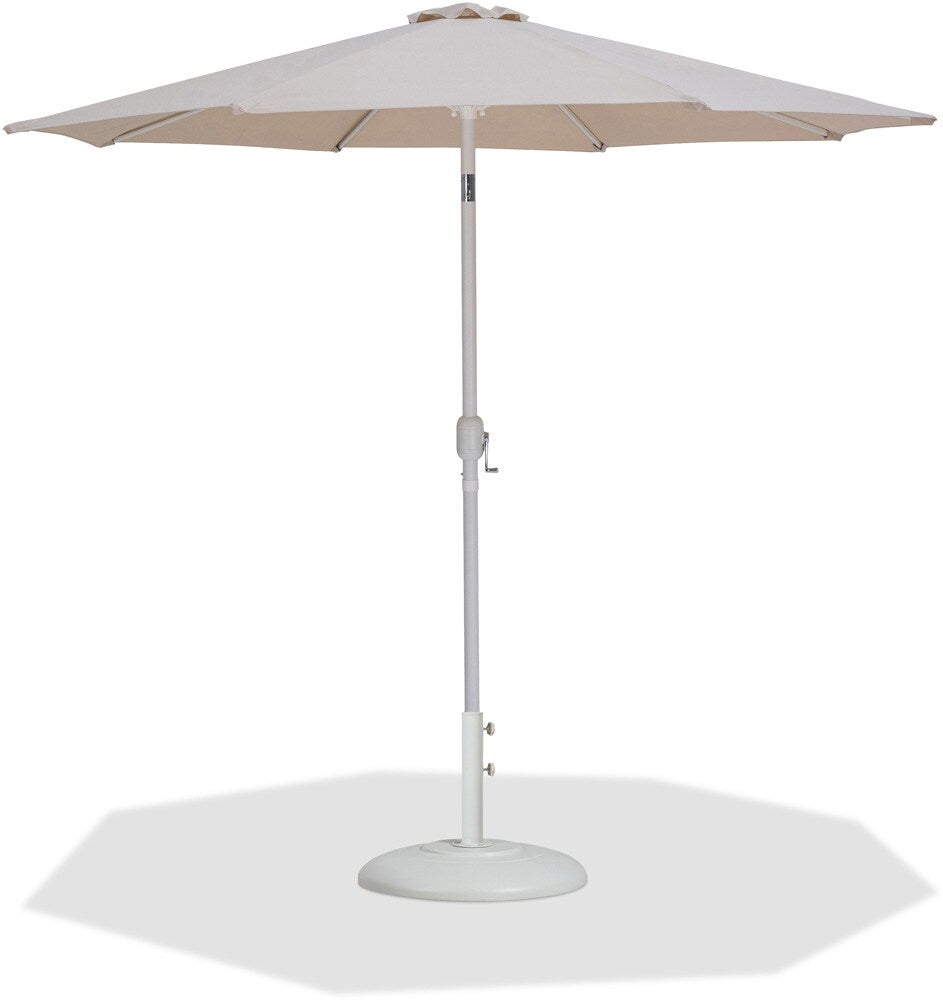 Meridian Furniture - Fiji Beige Fabric / Matte White Aluminum Patio Umbrella with Base Sets - 55015Beige-BW veiw 1