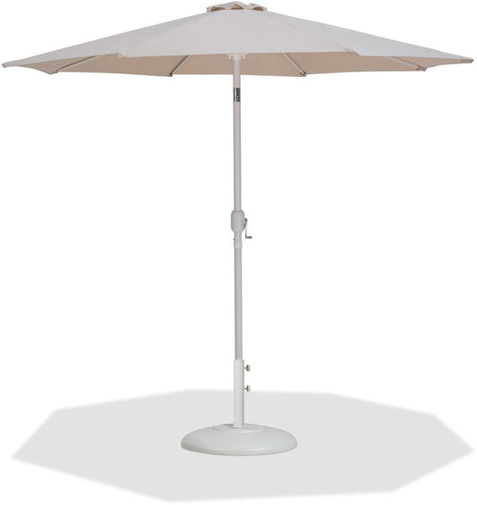 Meridian Furniture - Fiji Beige Fabric / Matte White Aluminum Patio Umbrella with Base Sets - 55015Beige-BW veiw 1