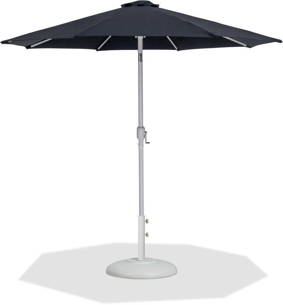 Meridian Furniture - Fiji Black Fabric / Matte White Aluminum Patio Umbrella with Base Sets - 55015Black-BW veiw 1