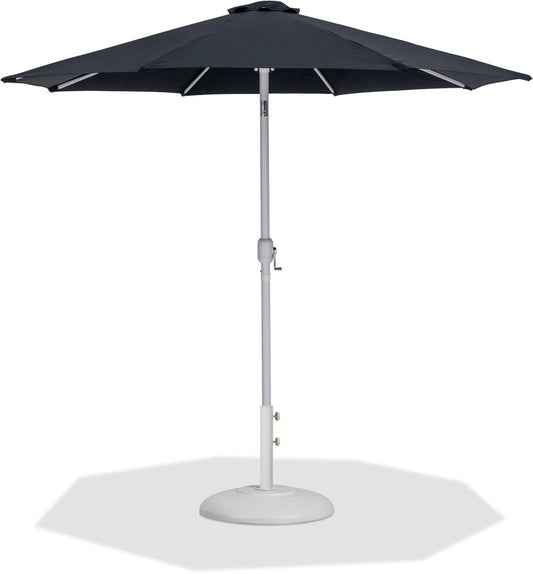 Meridian Furniture - Fiji Black Fabric / Matte White Aluminum Patio Umbrella with Base Sets - 55015Black-BW veiw 1
