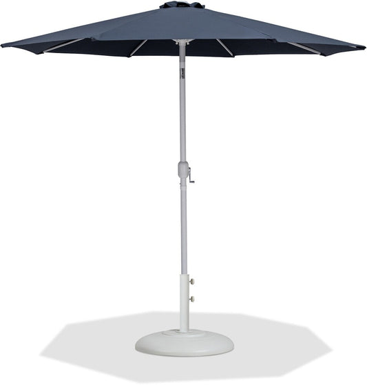 Meridian Furniture - Fiji Grey Fabric / Matte White Aluminum Patio Umbrella with Base Sets - 55015Grey-BW veiw 1