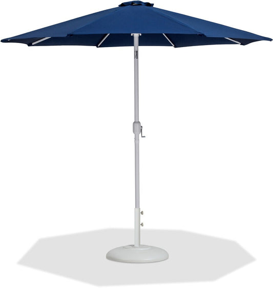 Meridian Furniture - Fiji Navy Fabric / Matte White Aluminum Patio Umbrella with Base Sets - 55015Navy-BW veiw 1