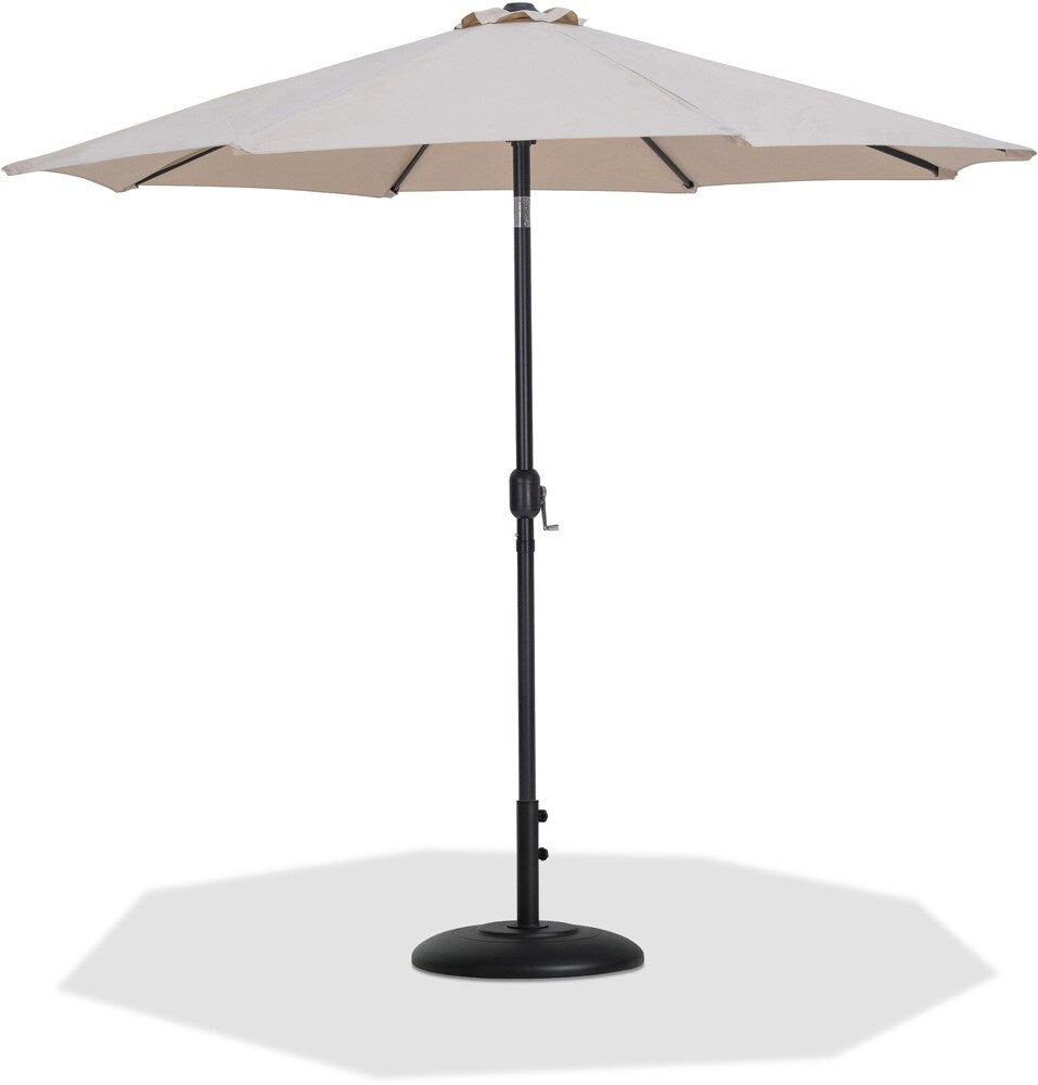 Meridian Furniture - Fiji Beige Fabric / Matte Black Aluminum Patio Umbrella with Base Sets - 55016Beige-BB veiw 1
