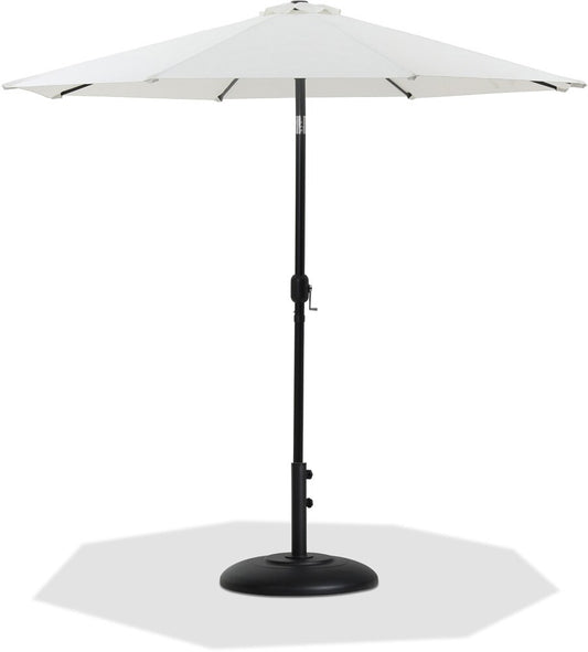 Meridian Furniture - Fiji White Fabric / Matte Black Aluminum Patio Umbrella with Base Sets - 55016White-BB veiw 1