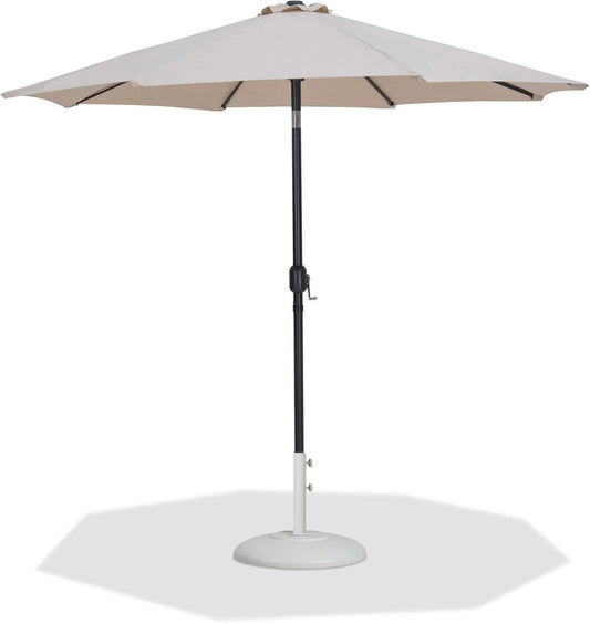 Meridian Furniture - Fiji Beige Fabric / Matte White Aluminum Patio Umbrella with Base Sets - 55016Beige-BW veiw 1