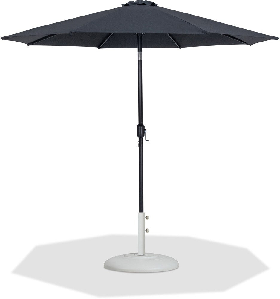 Meridian Furniture - Fiji Black Fabric / Matte White Aluminum Patio Umbrella with Base Sets - 55016Black-BW veiw 1