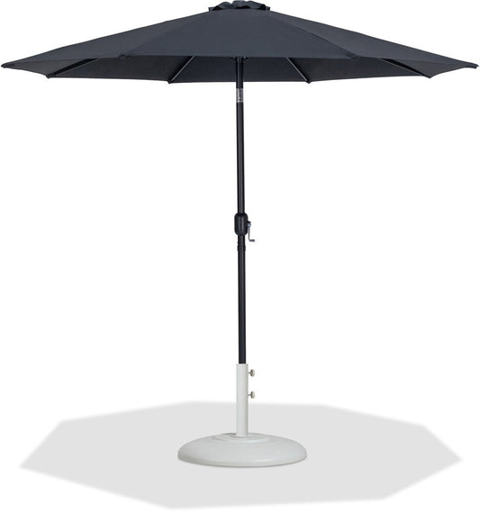 Meridian Furniture - Fiji Black Fabric / Matte White Aluminum Patio Umbrella with Base Sets - 55016Black-BW veiw 1