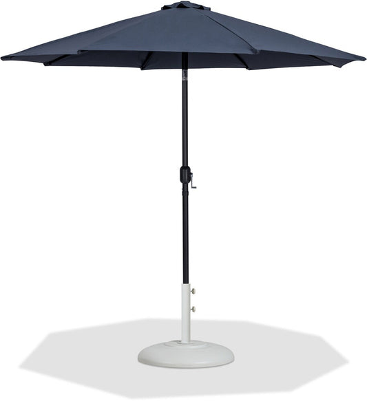 Meridian Furniture - Fiji Grey Fabric / Matte White Aluminum Patio Umbrella with Base Sets - 55016Grey-BW veiw 1