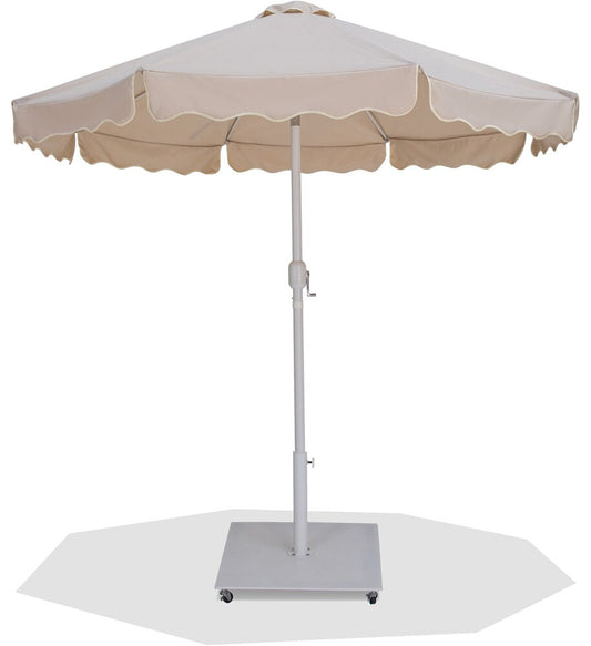 Meridian Furniture - Amalfi Beige Fabric With Cream Piping / Matte White Aluminum Patio Umbrella with Base Sets - 55018Beige-AW veiw 1