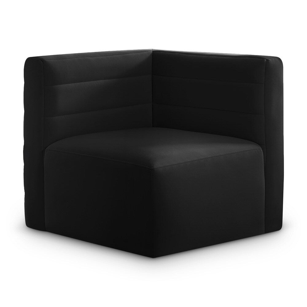 Meridian Furniture - Quincy Black Velvet Modular Corner Chair - 677Black-Corner veiw 1