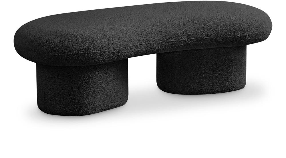 Meridian Furniture - Luka Black Boucle Fabric Bench - 120Black veiw 1