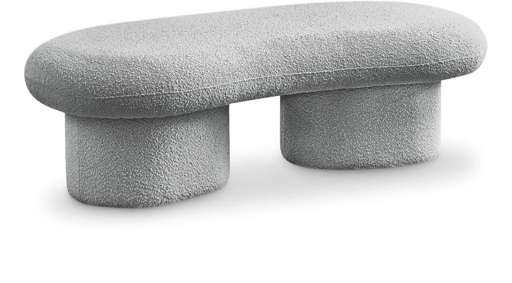Meridian Furniture - Luka Grey Boucle Fabric Bench - 120Grey veiw 1