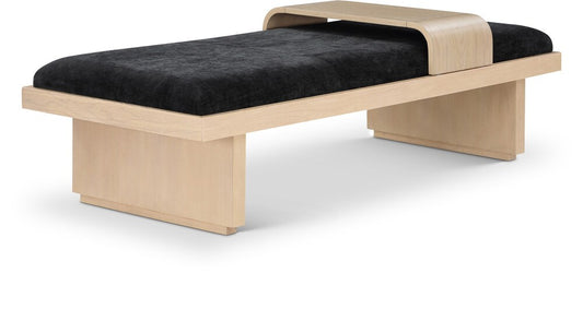 Meridian Furniture - Arlington Black Chenille Fabric Bench - 22013Black veiw 1