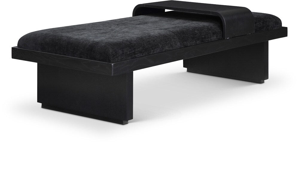 Meridian Furniture - Arlington Black Chenille Fabric Bench - 22014Black veiw 1
