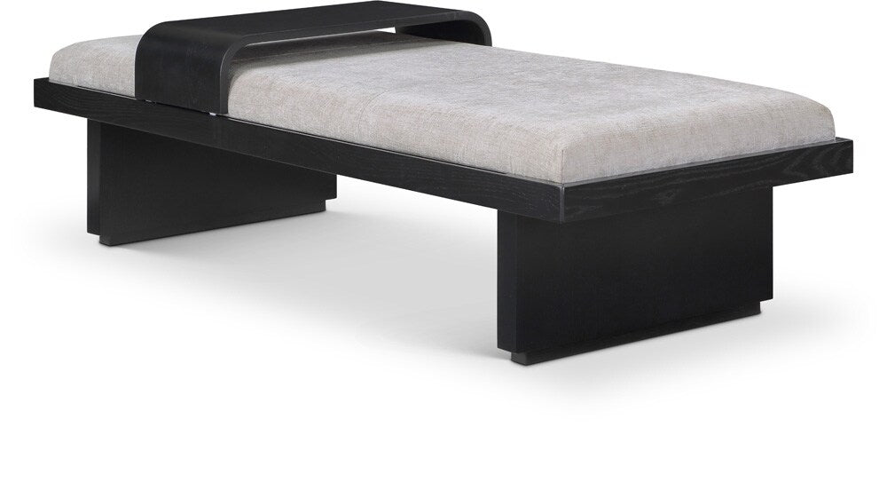Meridian Furniture - Arlington Light Grey Chenille Fabric Bench - 22014Grey veiw 1