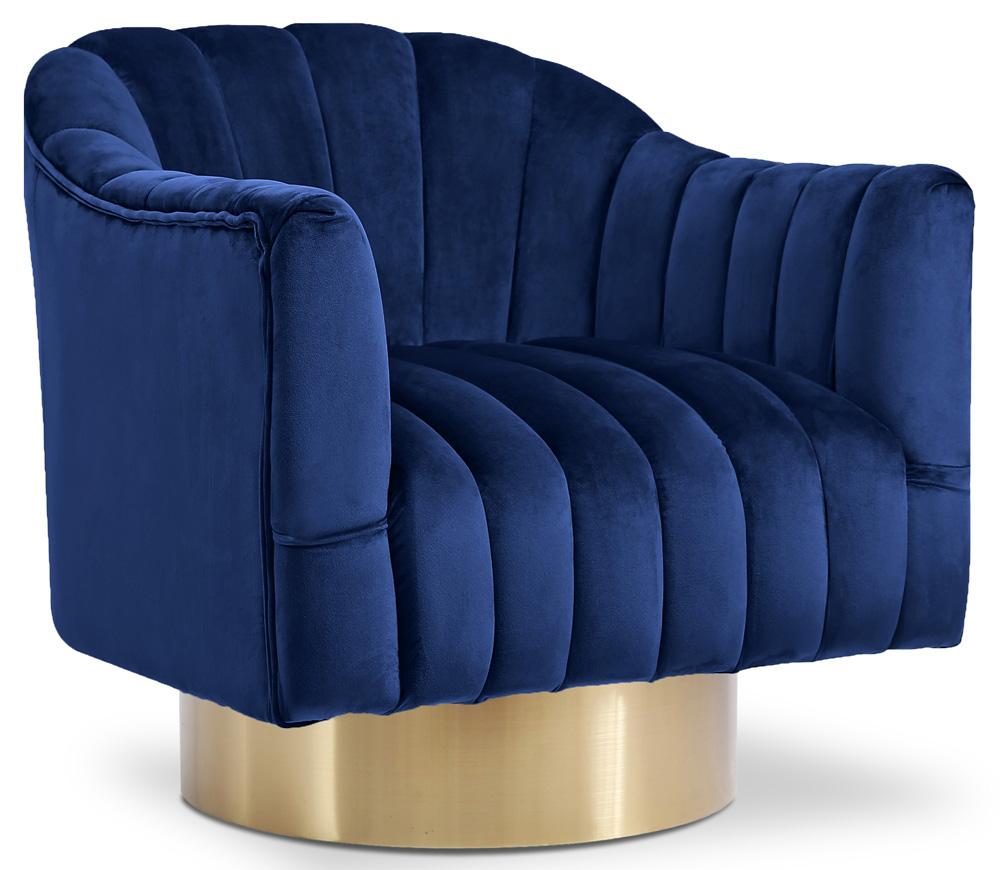 Meridian Furniture - Farrah Navy Velvet Accent Chair - 520Navy veiw 1