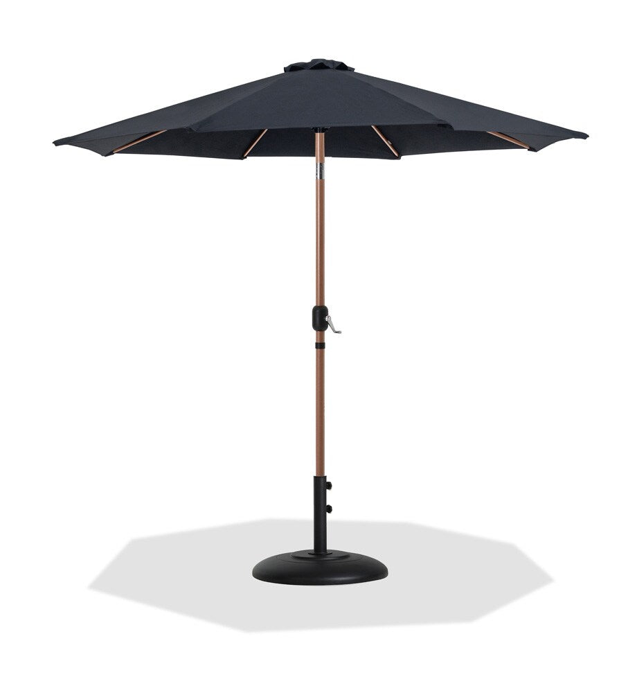 Meridian Furniture - Fiji Black Fabric / Matte Black Aluminum Patio Umbrella with Base Sets - 55014Black-BB veiw 1