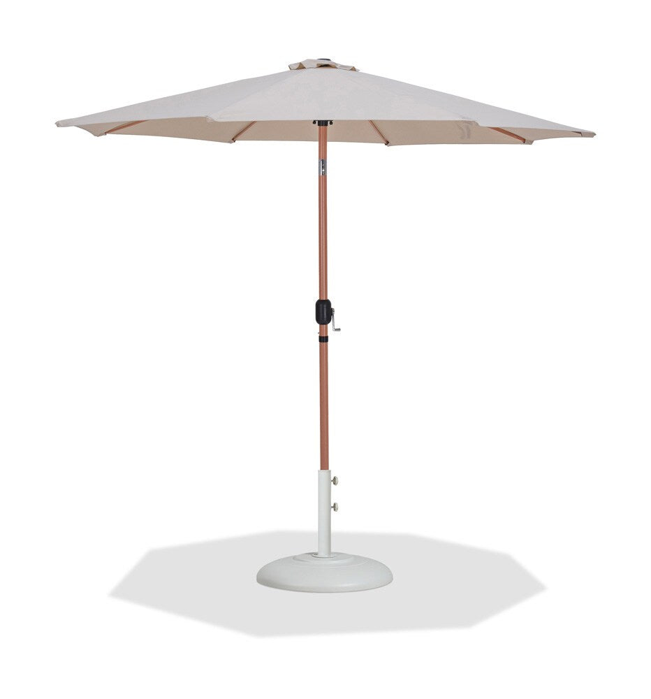 Meridian Furniture - Fiji Beige Fabric / Matte White Aluminum Patio Umbrella with Base Sets - 55014Beige-BW veiw 1