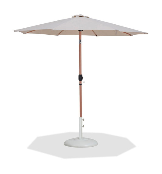 Meridian Furniture - Fiji Beige Fabric / Matte White Aluminum Patio Umbrella with Base Sets - 55014Beige-BW veiw 1