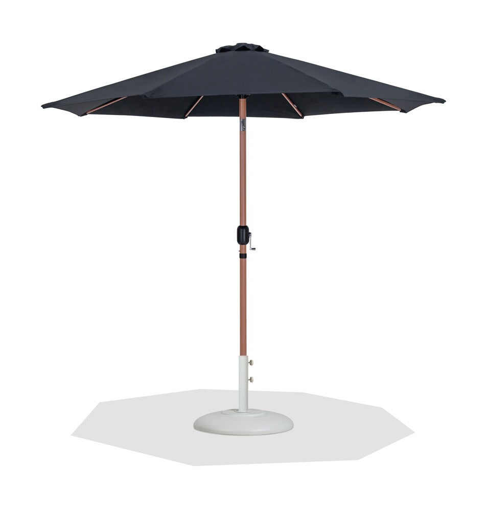 Meridian Furniture - Fiji Black Fabric / Matte White Aluminum Patio Umbrella with Base Sets - 55014Black-BW veiw 1