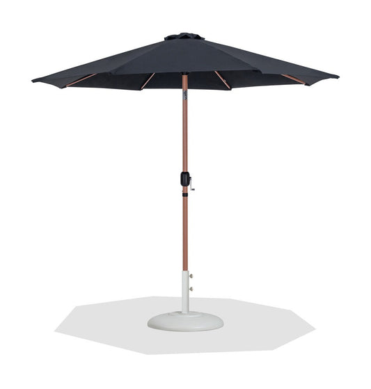 Meridian Furniture - Fiji Black Fabric / Matte White Aluminum Patio Umbrella with Base Sets - 55014Black-BW veiw 1