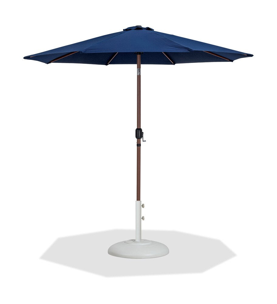 Meridian Furniture - Fiji Navy Fabric / Matte White Aluminum Patio Umbrella with Base Sets - 55014Navy-BW veiw 1