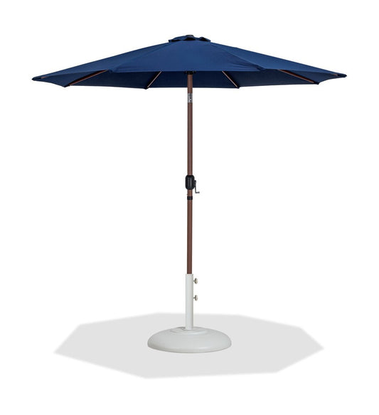Meridian Furniture - Fiji Navy Fabric / Matte White Aluminum Patio Umbrella with Base Sets - 55014Navy-BW veiw 1