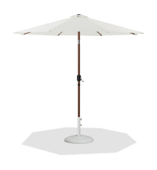 Meridian Furniture - Fiji White Fabric / Matte White Aluminum Patio Umbrella with Base Sets - 55014White-BW veiw 1