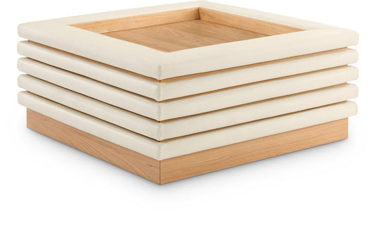 Meridian Furniture - Rory Cream Vegan Leather Coffee Table - 210Cream-CT veiw 1