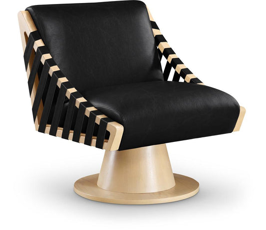 Meridian Furniture - Millwin Black Vegan Leather Swivel Accent Chair - 33001Black veiw 1