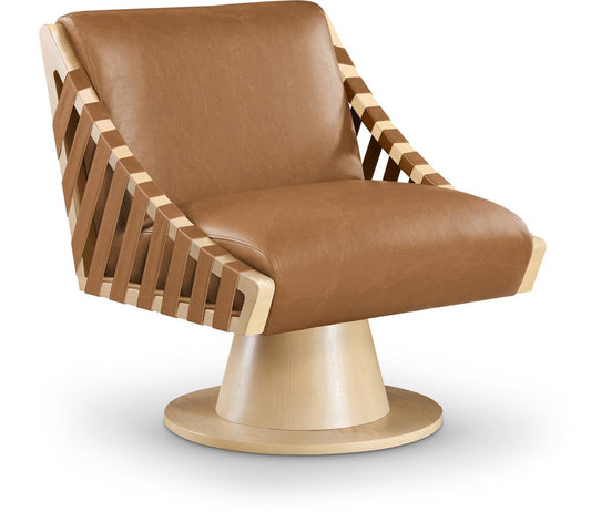 Meridian Furniture - Millwin Cognac Vegan Leather Swivel Accent Chair - 33001Cognac veiw 1