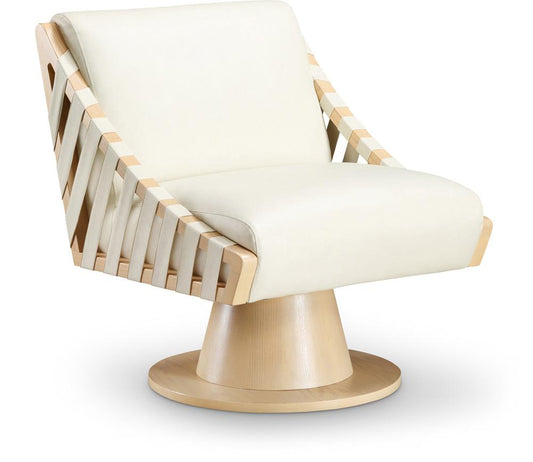 Meridian Furniture - Millwin Cream Vegan Leather Swivel Accent Chair - 33001Cream veiw 1