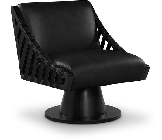Meridian Furniture - Millwin Black Vegan Leather Swivel Accent Chair - 33002Black veiw 1