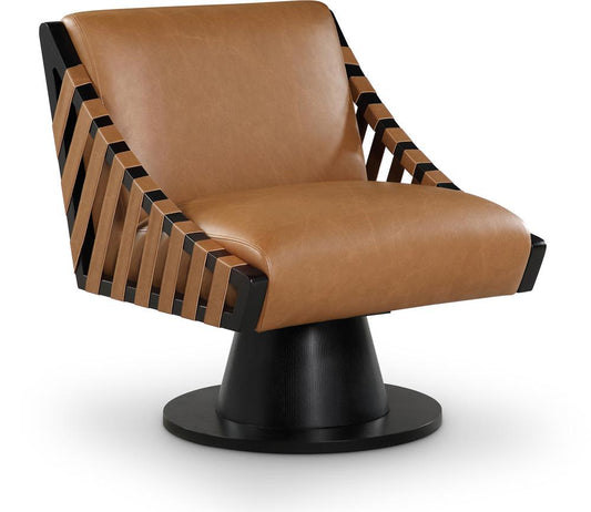 Meridian Furniture - Millwin Cognac Vegan Leather Swivel Accent Chair - 33002Cognac veiw 1