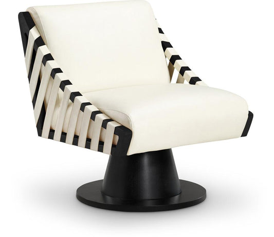 Meridian Furniture - Millwin Cream Vegan Leather Swivel Accent Chair - 33002Cream veiw 1