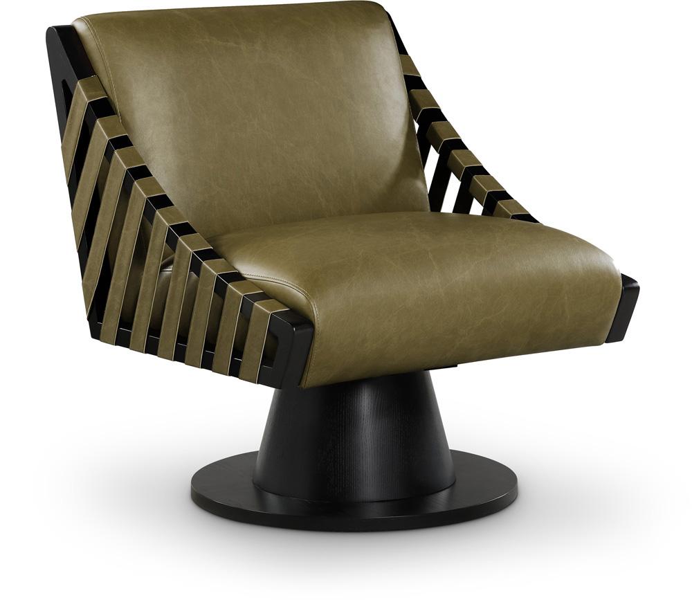 Meridian Furniture - Millwin Olive Vegan Leather Swivel Accent Chair - 33002Olive veiw 1