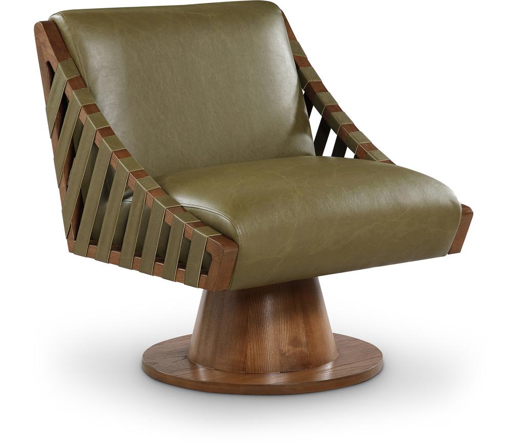 Meridian Furniture - Millwin Olive Vegan Leather Swivel Accent Chair - 33003Olive veiw 1