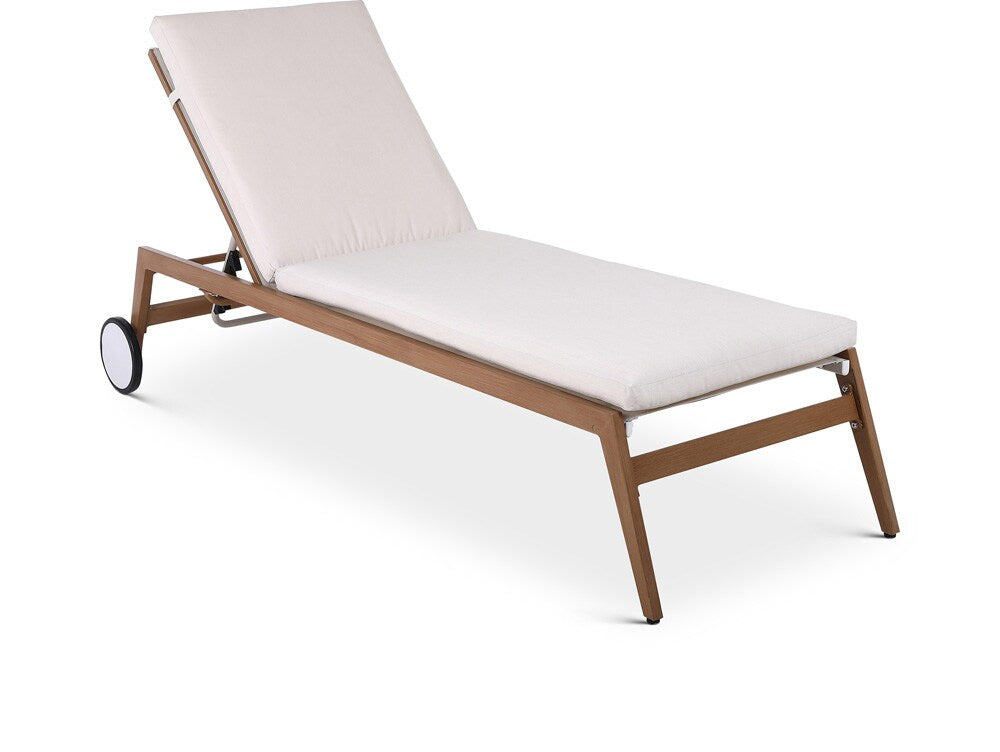 Meridian Furniture - Maui Cream Water Resistant Fabric Outdoor Patio Lounger - 364Cream veiw 1