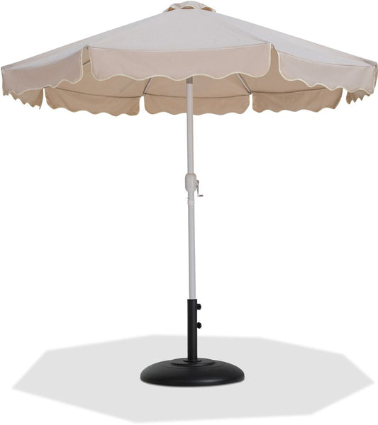 Meridian Furniture - Amalfi Beige Fabric With Cream Piping / Matte Black Aluminum Patio Umbrella with Base Sets - 55018Beige-BB veiw 1