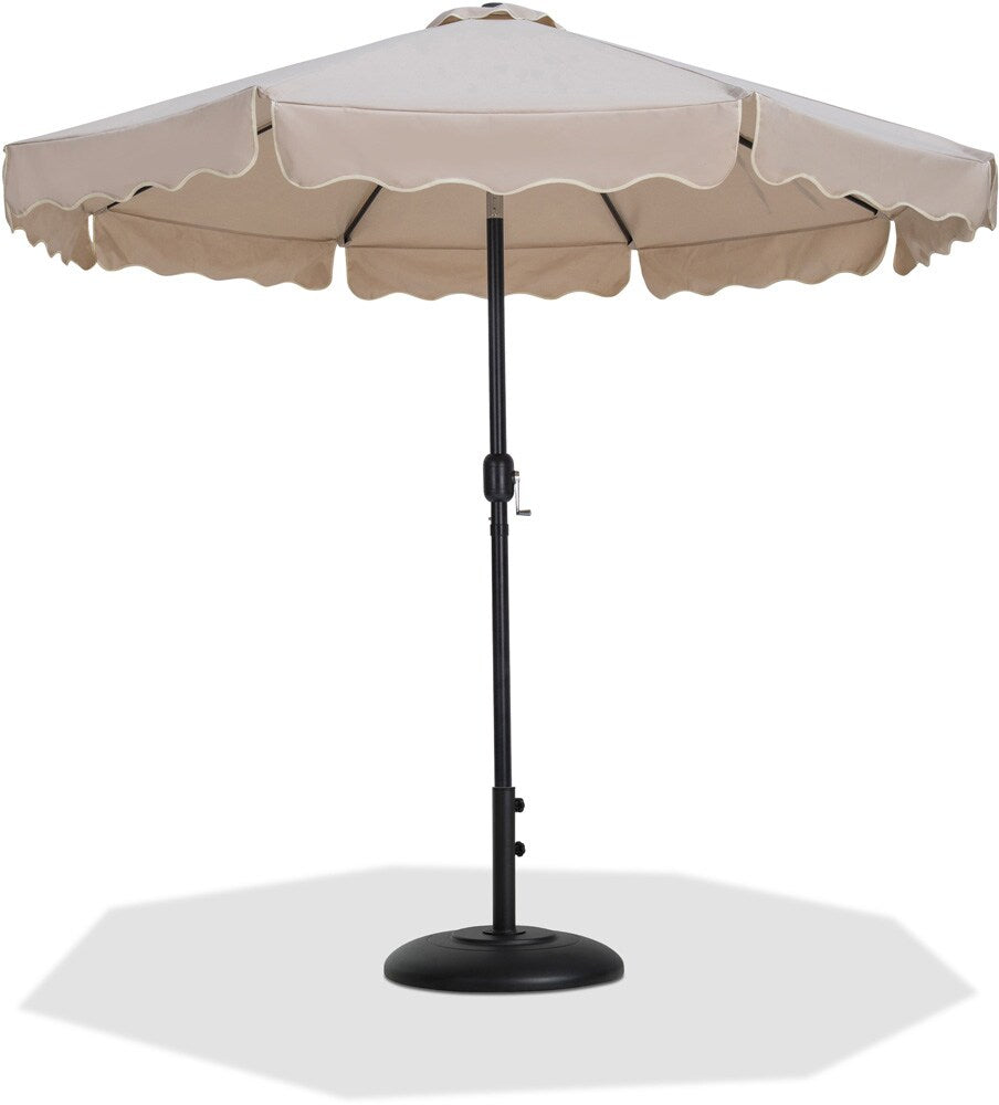 Meridian Furniture - Amalfi Beige Fabric With Cream Piping / Matte Black Aluminum Patio Umbrella with Base Sets - 55019Beige-BB veiw 1