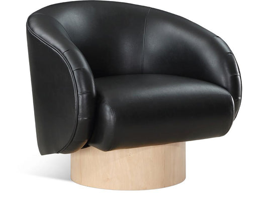 Meridian Furniture - Gibson Black Vegan Leather Swivel Accent Chair - 484Black veiw 1