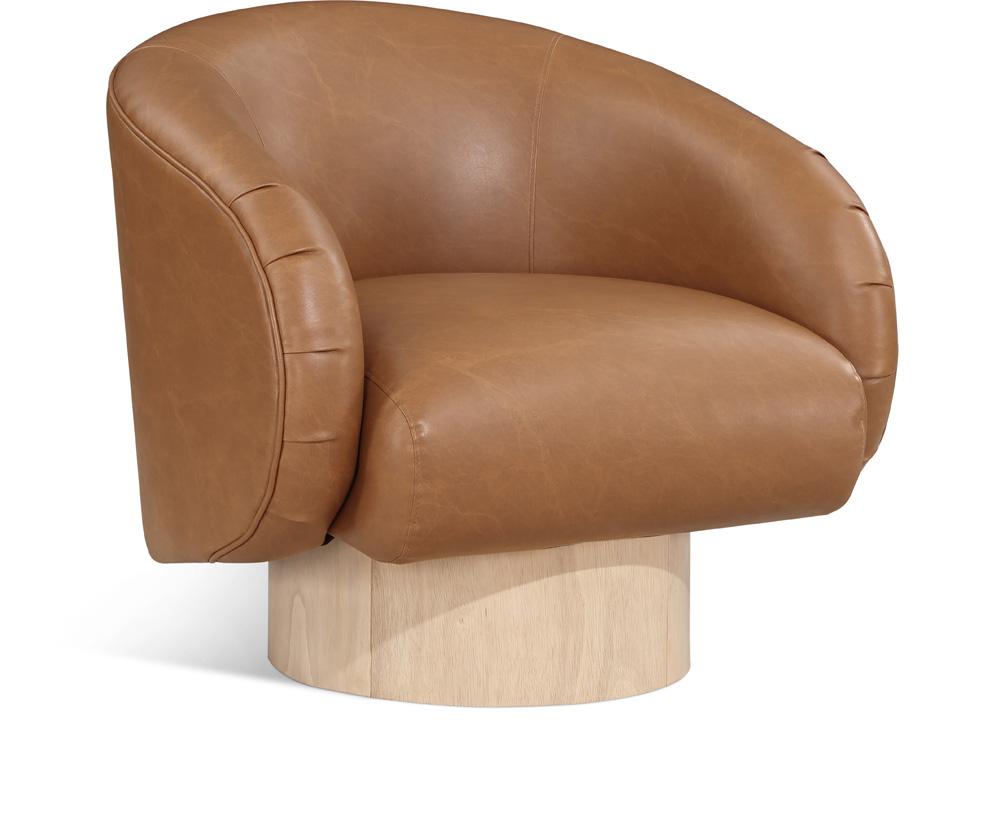 Meridian Furniture - Gibson Cognac Vegan Leather Swivel Accent Chair - 484Cognac veiw 1