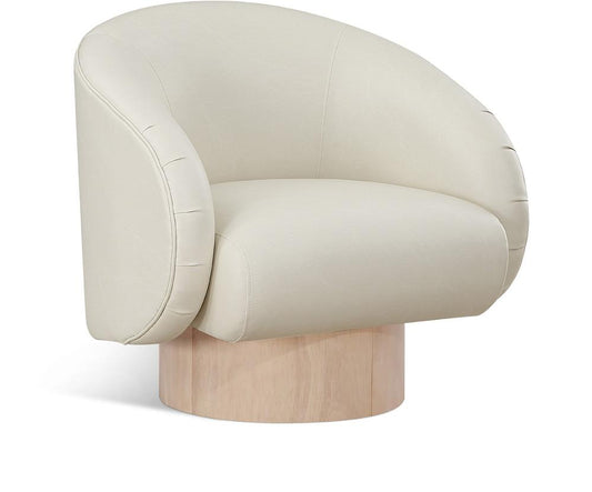 Meridian Furniture - Gibson Cream Vegan Leather Swivel Accent Chair - 484Cream veiw 1
