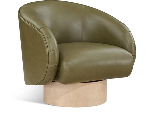 Meridian Furniture - Gibson Olive Vegan Leather Swivel Accent Chair - 484Olive veiw 1