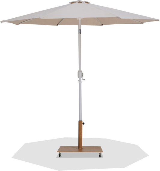 Meridian Furniture - Fiji Beige Fabric / Teak Aluminum Patio Umbrella with Base Sets - 55015Beige-AT veiw 1