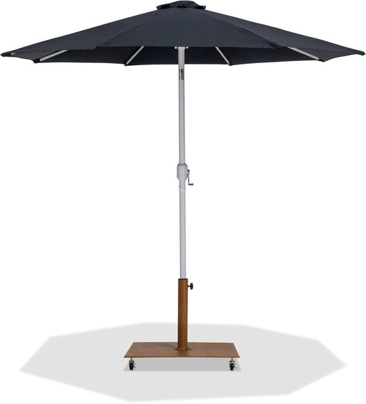 Meridian Furniture - Fiji Black Fabric / Teak Aluminum Patio Umbrella with Base Sets - 55015Black-AT veiw 1