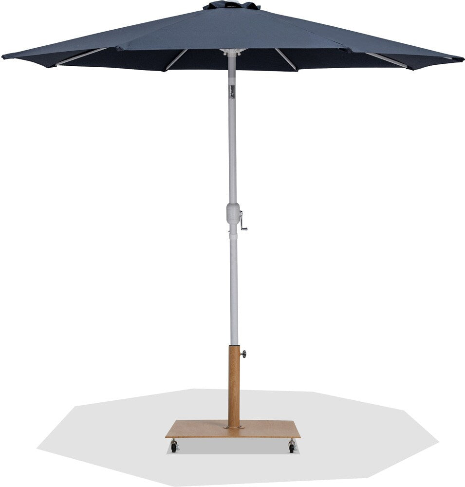Meridian Furniture - Fiji Grey Fabric / Teak Aluminum Patio Umbrella with Base Sets - 55015Grey-AT veiw 1