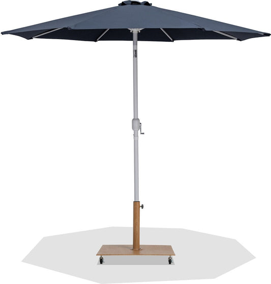 Meridian Furniture - Fiji Grey Fabric / Teak Aluminum Patio Umbrella with Base Sets - 55015Grey-AT veiw 1