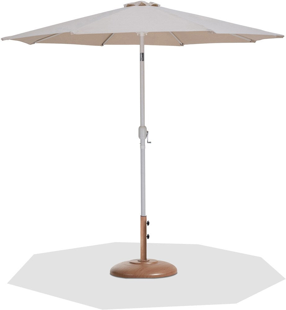 Meridian Furniture - Fiji Beige Fabric / Teak Aluminum Patio Umbrella with Base Sets - 55015Beige-BT veiw 1