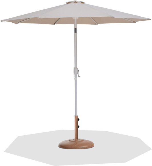 Meridian Furniture - Fiji Beige Fabric / Teak Aluminum Patio Umbrella with Base Sets - 55015Beige-BT veiw 1